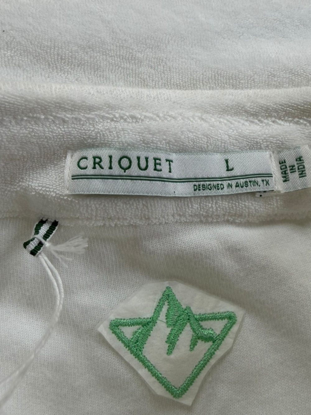 Criquet Terry Cloth Polo Shirt White Pocket Beach Pool Men's Large NWT - Picture 5 of 12